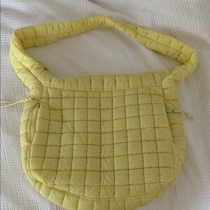 Quilted Shoulder Bag in Soft Lemon Yellow